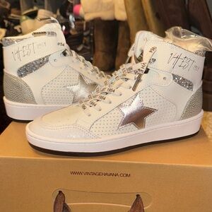 Vintage Havana Dream 7 White and Silver Glitter High-Tops
